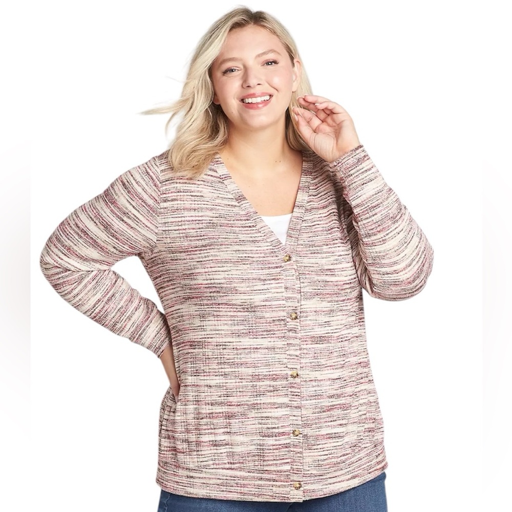 Lane Bryant Lightweight Button-Front Knit Cardigan Top Size 10/12